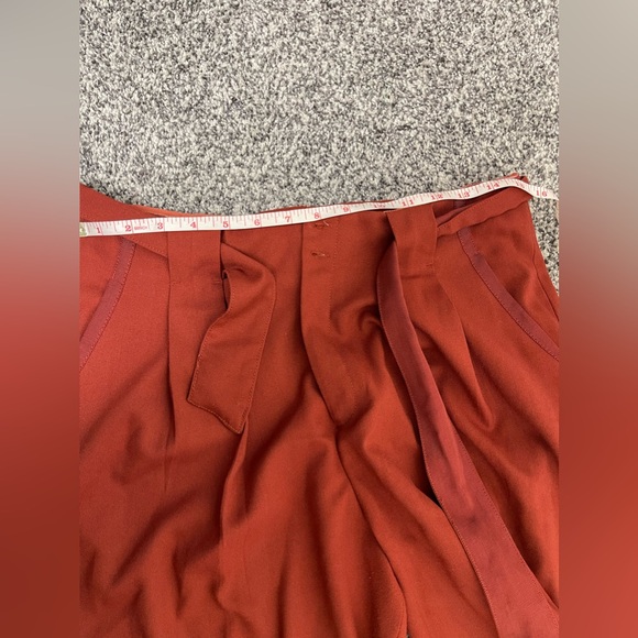 Anthropologie Rustic Orange Wide Leg Flowy Textured Waist  Tie Dress Pants 8T - Picture 9 of 11